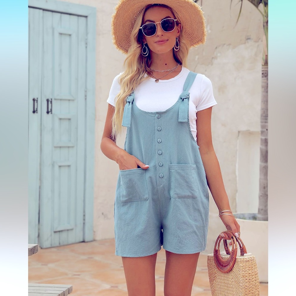 NWT Linen Romper - Teal Green